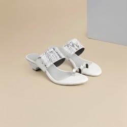 Women Silver Ethnic Slip Ons