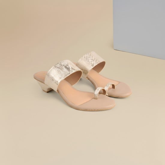 Women Gold Ethnic Slip Ons