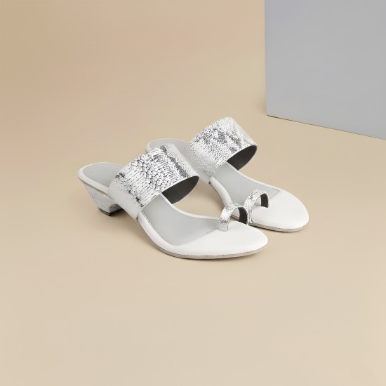 Women Silver Ethnic Slip Ons