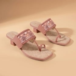 Women Peach Ethnic Slip Ons