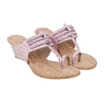 Metro Women Rose-Gold Ethnic Kolhapuris(SKU: 32-1707-52-40)