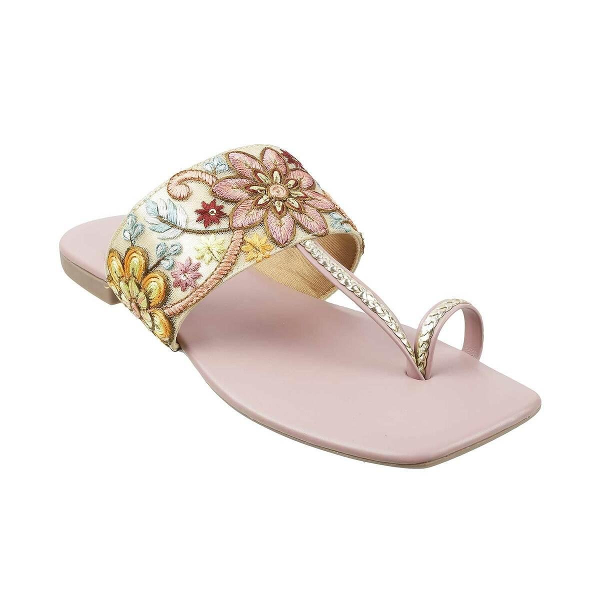 Buy Women Gold Ethnic Slippers Online | SKU: 32-1726-52-36-Metro Shoes