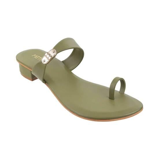 Women Olive Casual Slippers