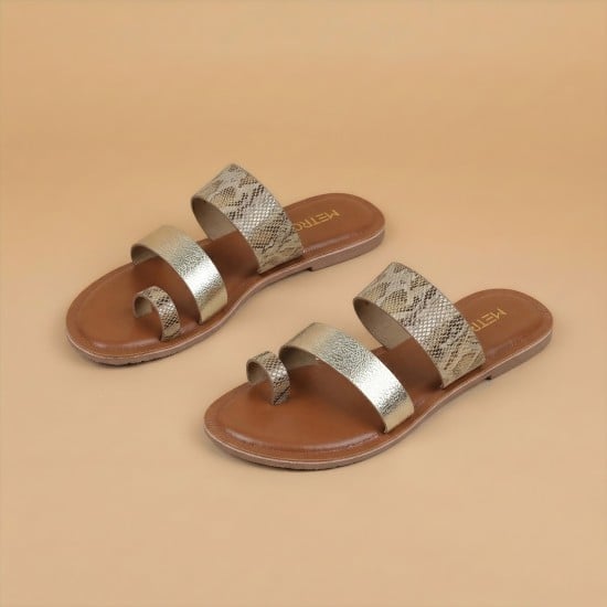 Women Gold Casual Slippers