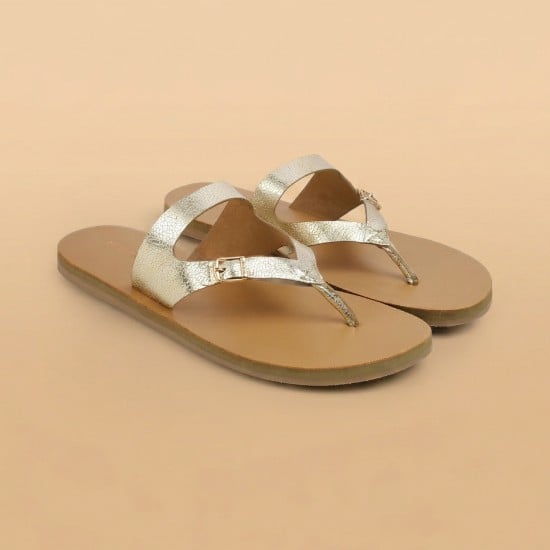 Women Gold Casual Slippers
