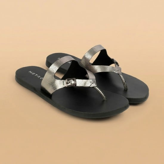 Women Gun-metal Casual Slippers