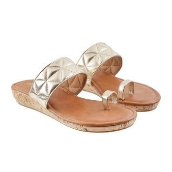 Metro Women Gold Casual Slippers(SKU: 32-1817-15-36)