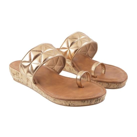 Women Gold Casual Slippers