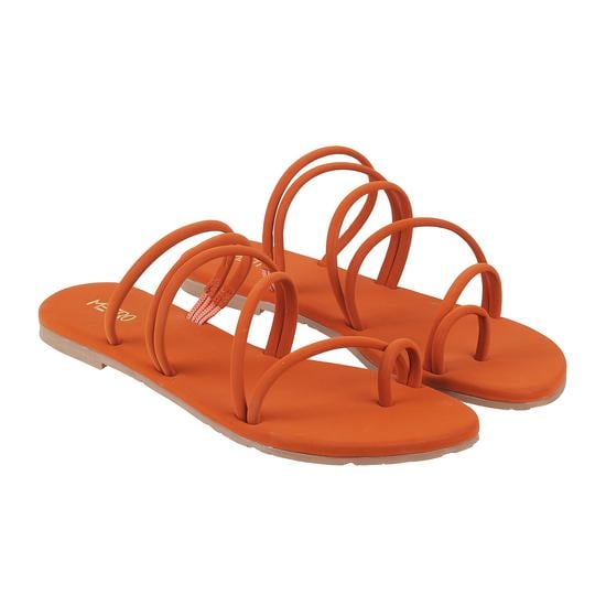 Women Orange Casual Slippers