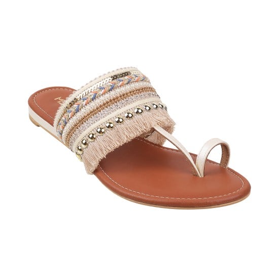 Women Gold Casual Slippers