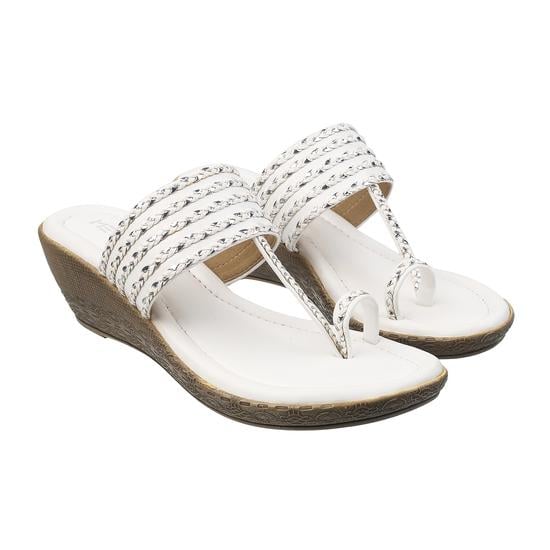 Women White Ethnic Slip Ons