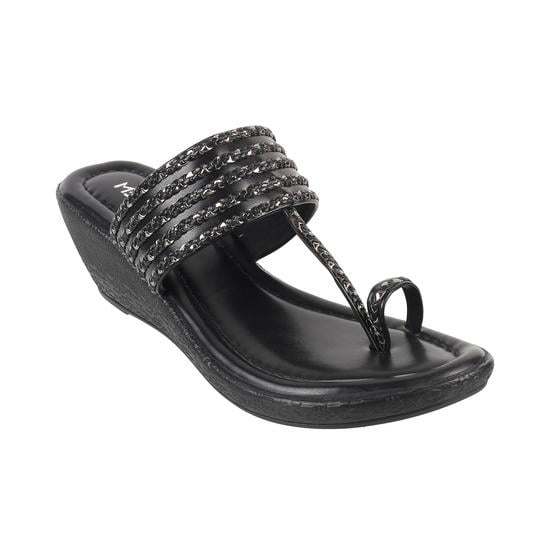 Women Black Ethnic Slip Ons