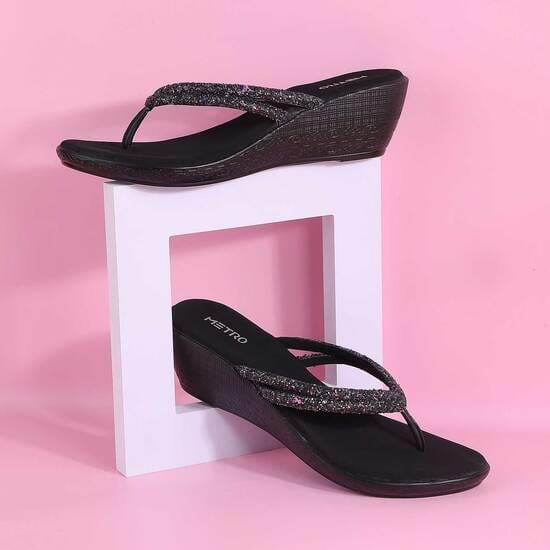 Women Black Casual Slippers