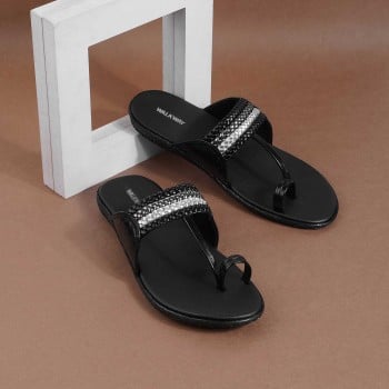 Walkway Women Black Ethnic Slippers(SKU: 32-360-11-37)