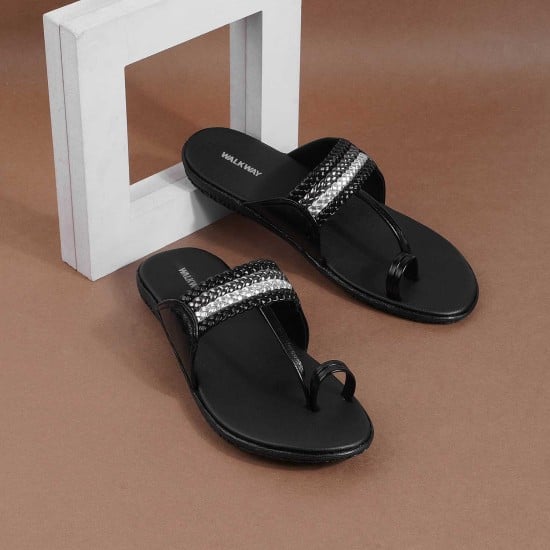 Women Black Ethnic Slippers