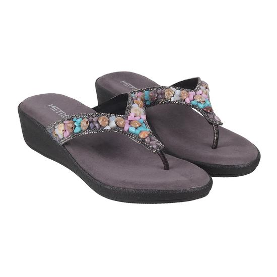 Women Gun-Metal Casual Slippers