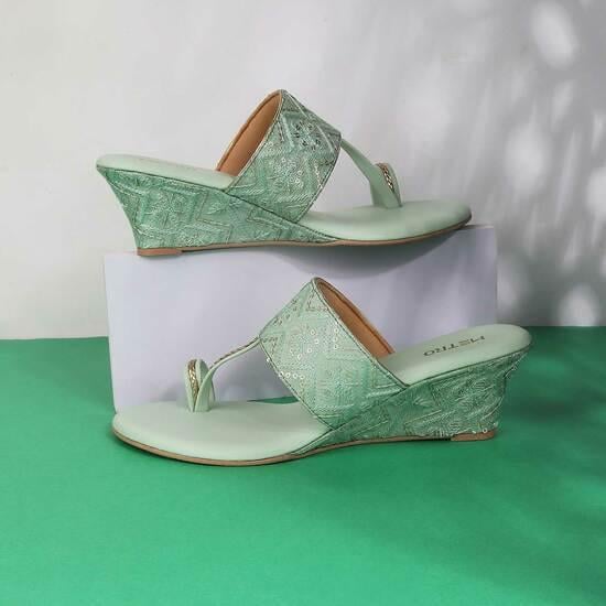 Women Green Ethnic Sandals