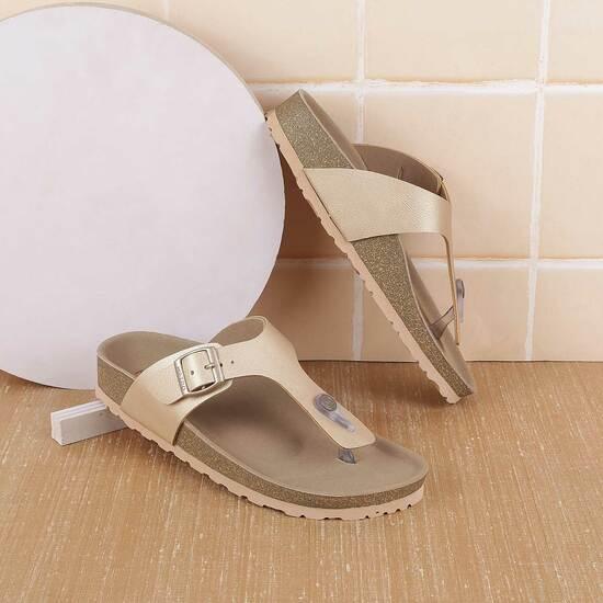 Women Gold Casual Slippers