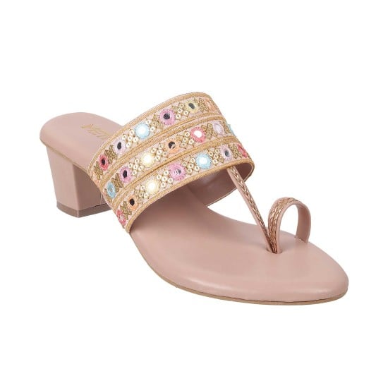 Women Pink Ethnic Slip Ons