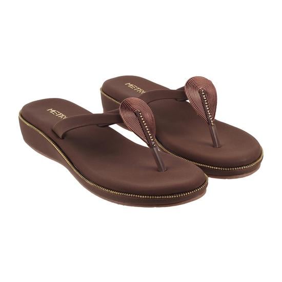 Women Brown Casual Slippers