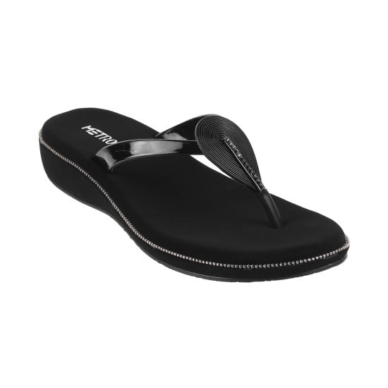 Women Black Casual Slippers