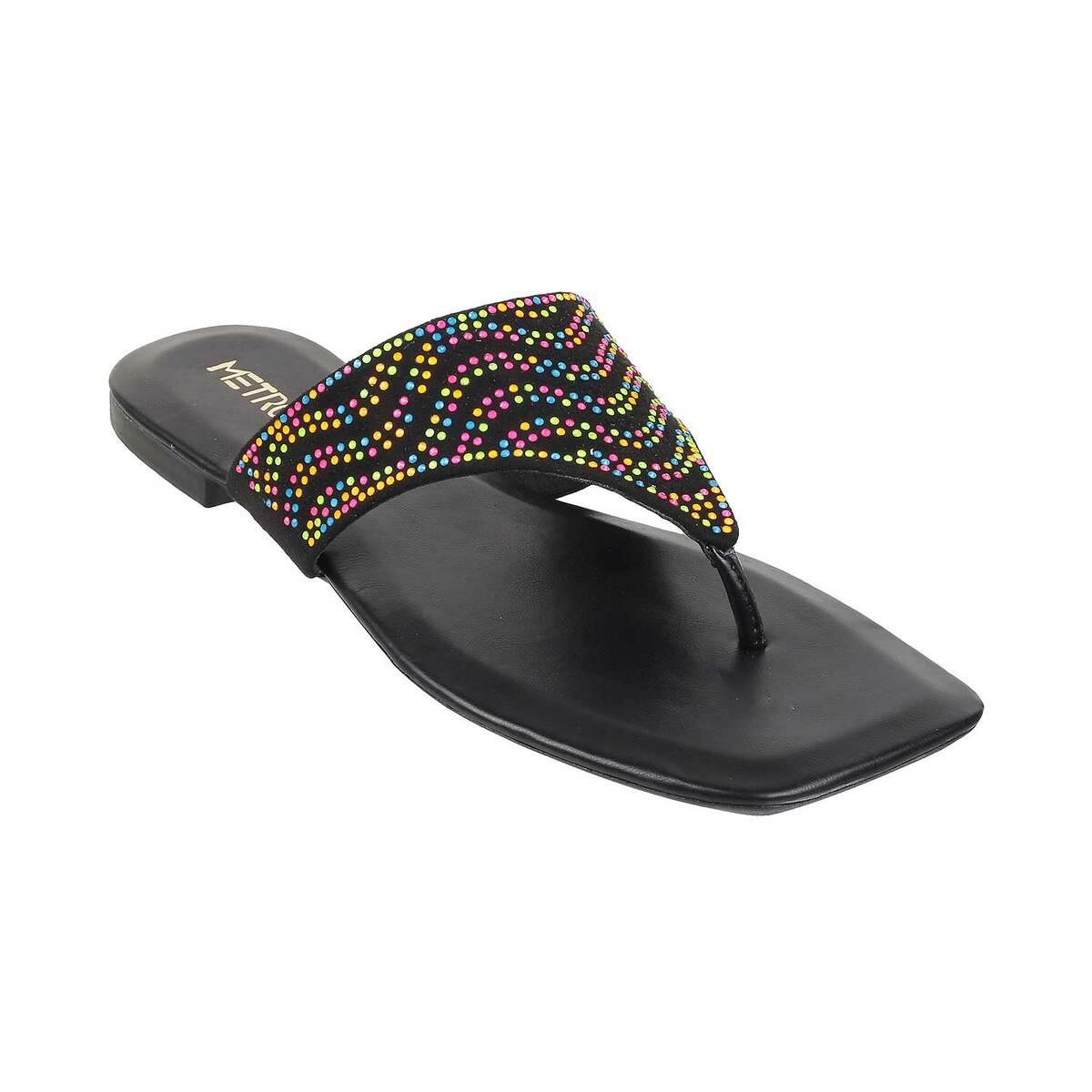 Buy Mochi Women Black Casual Slippers Online