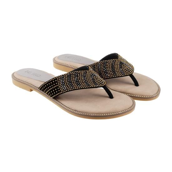 Women Black Ethnic Slippers