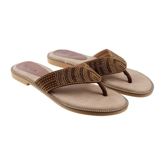 Women Brown Ethnic Slippers