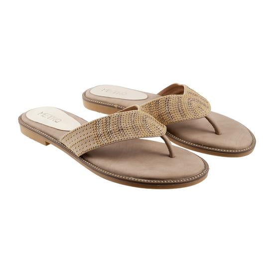 Women Beige Ethnic Slippers