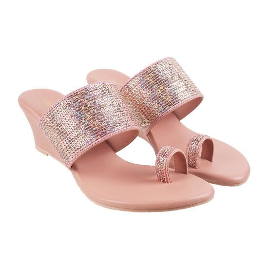 Women Peach Ethnic Slip Ons