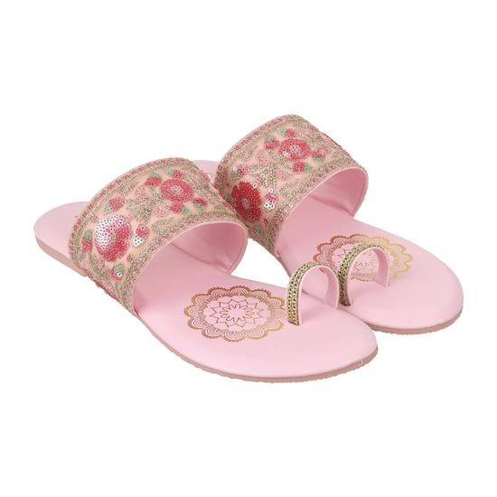 Women Pink Ethnic Slip Ons