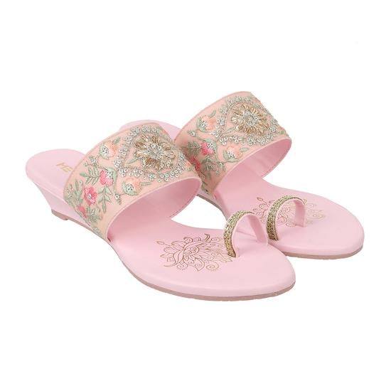 Women Pink Ethnic Slip Ons