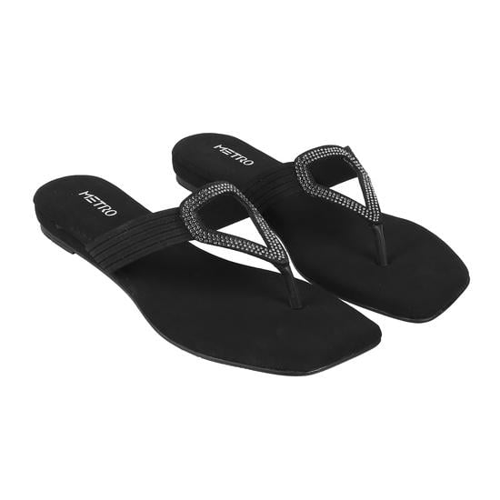 Women Black Ethnic Slip Ons