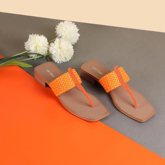 Women Orange Casual Slip Ons