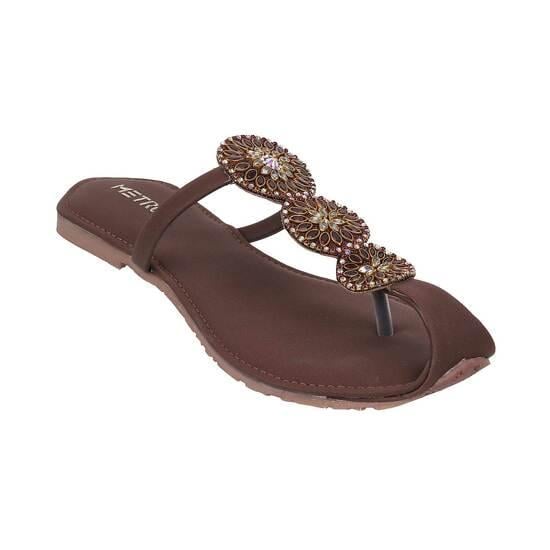 Women Brown Casual Slippers