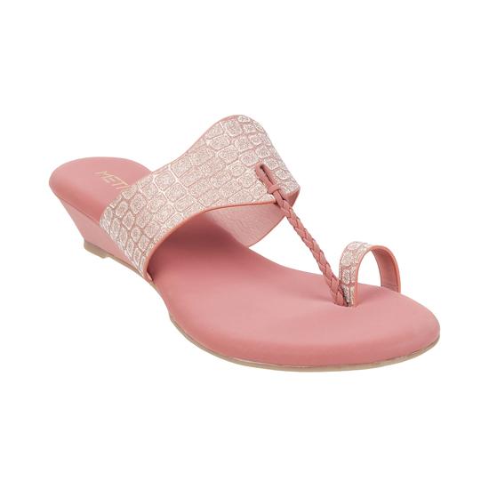 Women Pink Ethnic Sandals