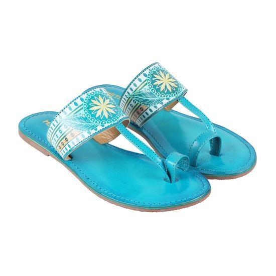 Women Blue Ethnic Slip Ons