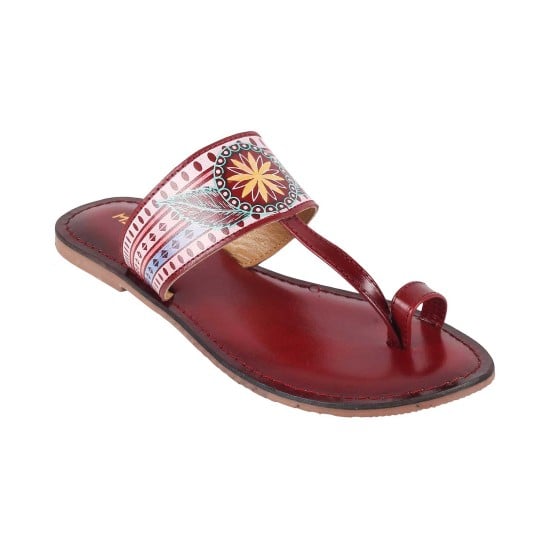 Women Maroon Ethnic Slip Ons