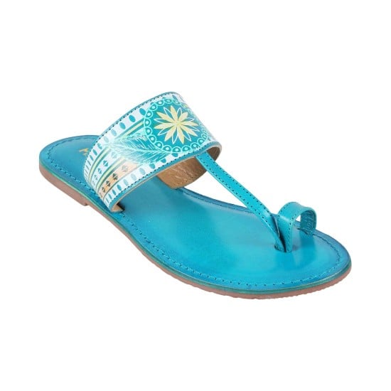 Women Blue Ethnic Slip Ons