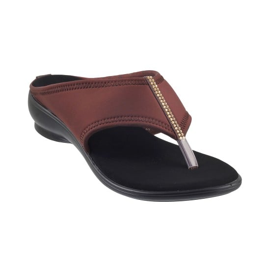 Women Brown Casual Slippers