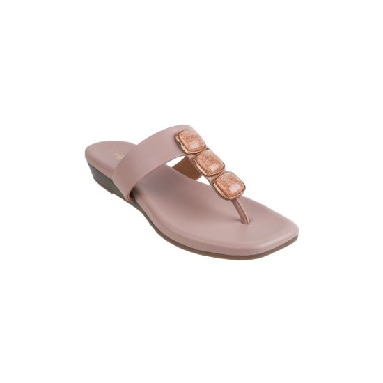 Women Peach Casual Slippers