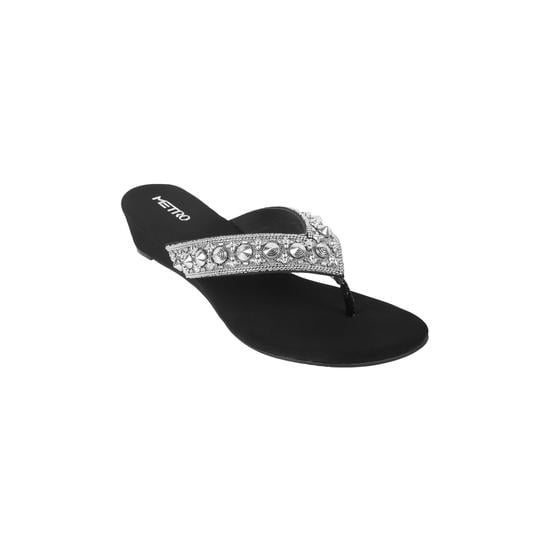 Women Black Ethnic Slippers