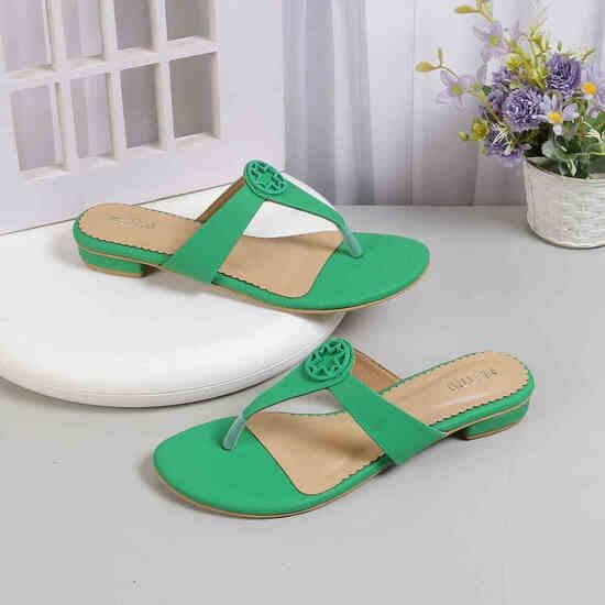 Women Green Casual Slippers