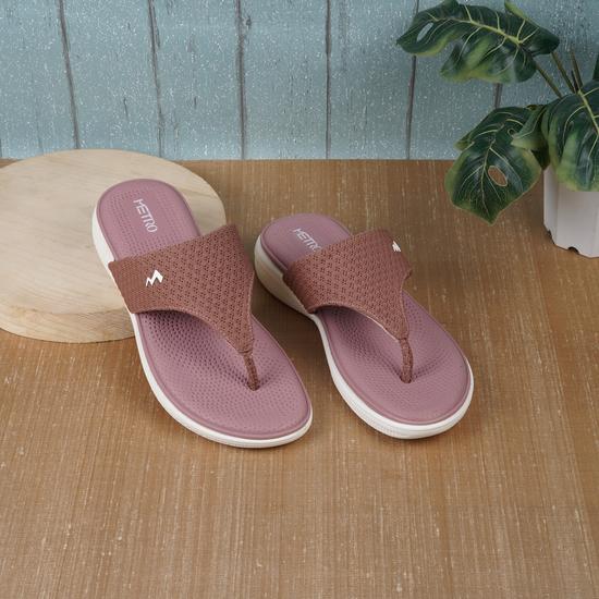 Women Peach Casual Slippers