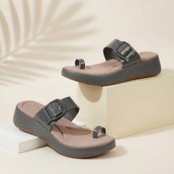 Women Grey Casual Slippers