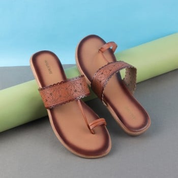Walkway Women Tan Ethnic Slip Ons(SKU: 32-846-23-41)