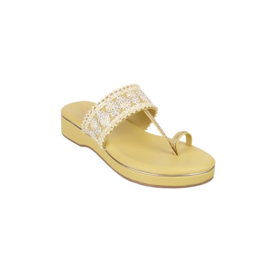 Women Yellow Ethnic Slip Ons