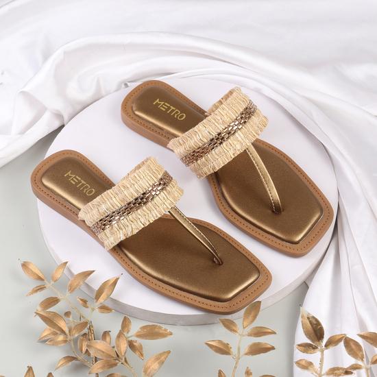 Women Gold Casual Slippers