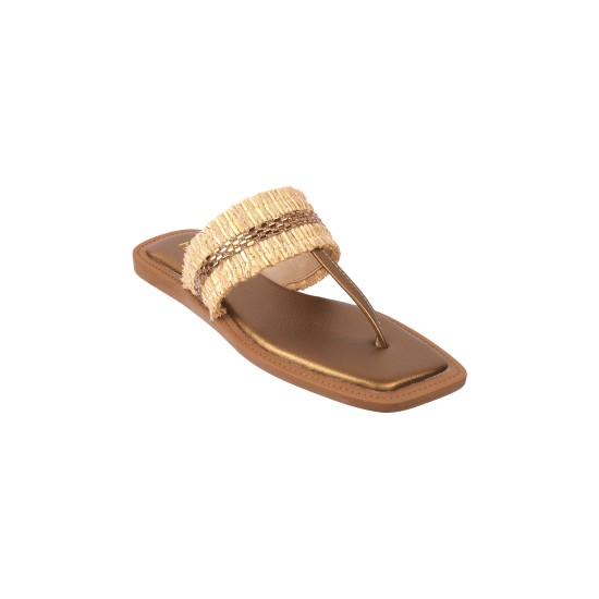 Women Gold Casual Slippers