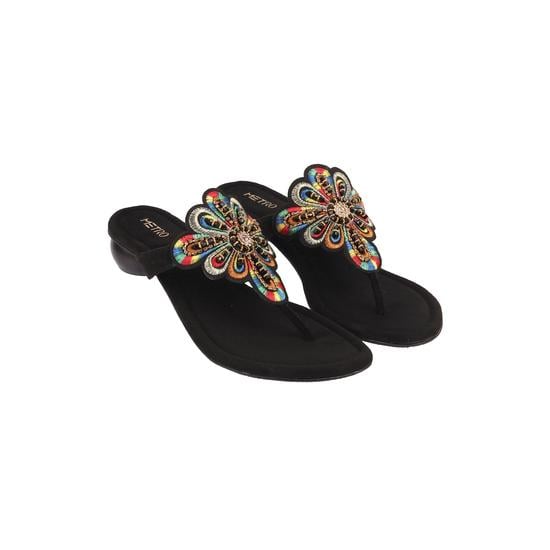 Women Black Ethnic Slip Ons